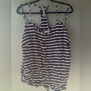 Choose Happiness size 1X striped red and black strappy tank top button up